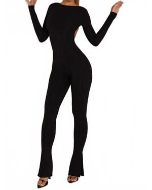 Oh Polly Rumer High Neck Open Back Jumpsuit - Black