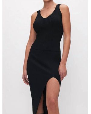 GOOD AMERICAN Stretch Rib Tank Top - Black