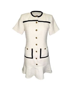 Sandro Sandro Cropped Tweed Button-Up Dress - Natural