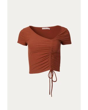 Lush Ruched Cropped Top - Orange