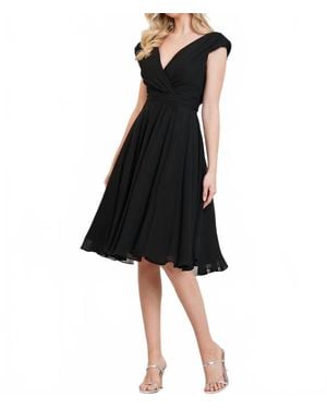 Marsoni by Colors Knee Length V-Neck Chiffon Dress - Black