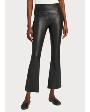 SPRWMN Leather Crop Flare Pants - Black