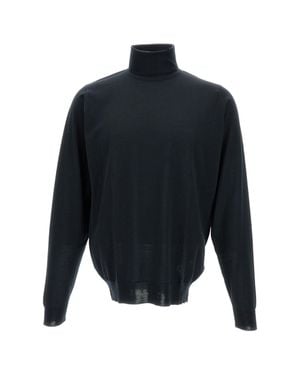 John Smedley Roll Neck Pullover - Blue