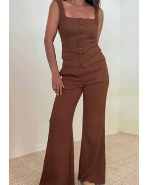 Et Clet The High Waist Flare Pant - Brown