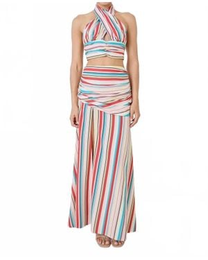 2.7 August Apparel Santorini Stripe Set - White