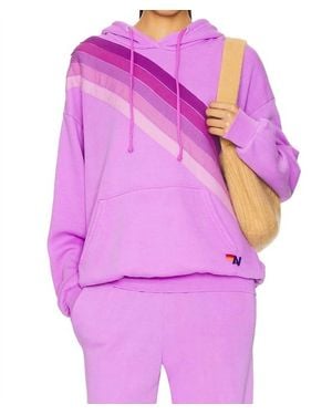 Aviator Nation Cross Stripe Pullover Hoodie - Purple