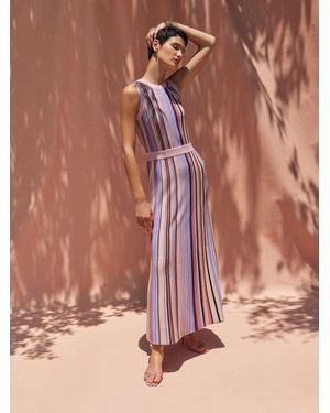 Misook Sleeveless Soft Ribbed Knit Belted Maxi Dress - Brown