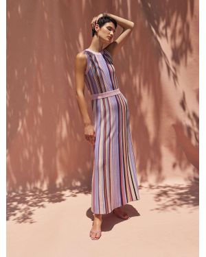 Misook Sleeveless Soft Ribbed Knit Belted Maxi Dress - Brown