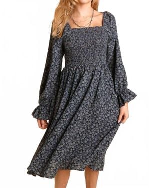 Haptics Ditzy Flower Fit And Flare Babydoll Dress - Black