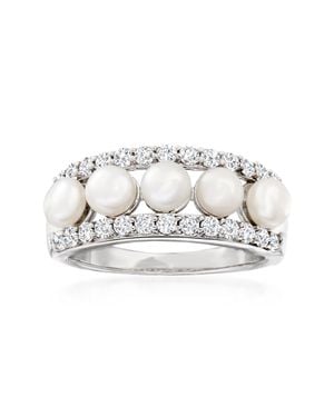 Ross-Simons 4.5Mm Cultured Pearl And Topaz Ring - White