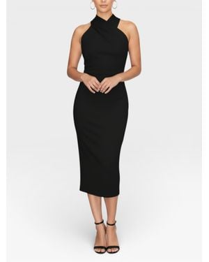 Rachel Roy Harland Crossover Halter Midi Dress - Black