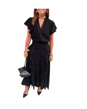 Ulla Johnson Daya Ruffle Midi Skirt - Black