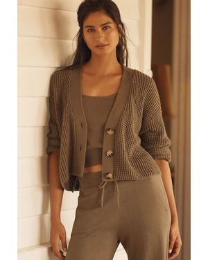 Eberjey Crop Cardigan Sweater - Brown