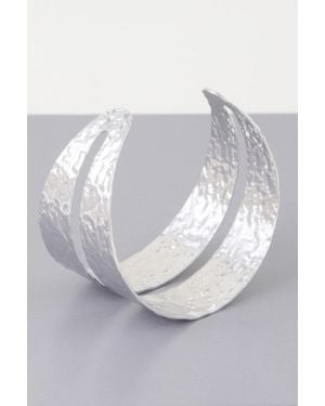 Fashnzfab Hammered Double Wrap Cuff Bracelet - Gray
