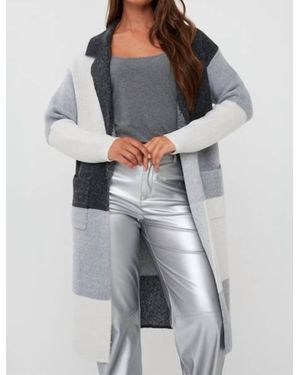 EsQualo Blocks Longline Cardigan - Gray