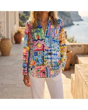 Vilagallo Graphic Printed Shirt - Blue