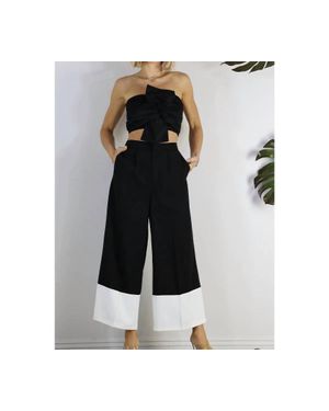 Mulla Color Block Wide Pants - Black