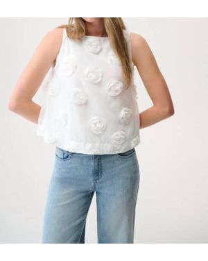 Joseph Ribkoff Novelty Top With 3D Floral Embroidery - Blue