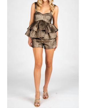 Sincerely Ours Jacquard Layered Ruffle Top - Brown