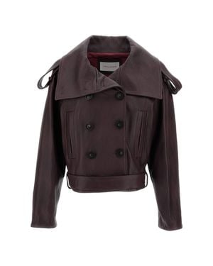 7 For All Mankind High-Neck Double-Breasted Short Jacket - Black