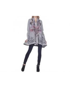 KAMENA Suede Fur Bird Cardigan - Black