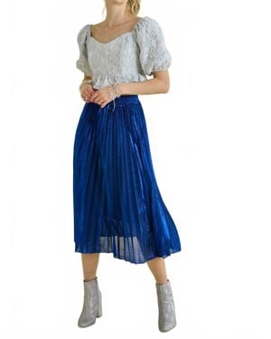 J.Nna Glitter Pleated Midi Skirt - Blue