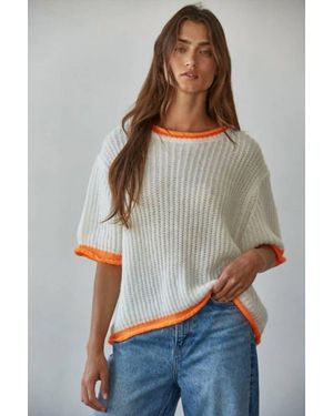 By Together Knit Sweater Short Sleeve Pullover Top - Gray