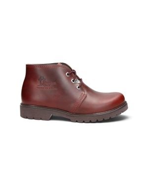Panama Jack Burgundy Leather Waterproof Lace-Up Ankle Boots - Red