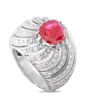 LB Exclusive Platinum 1.0Ct Diamond And Ruby Ring Mf27-080326 - White