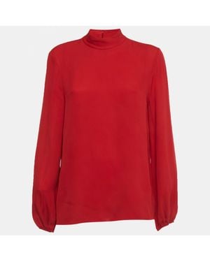 Theory Silk Mock Neck Top - Red