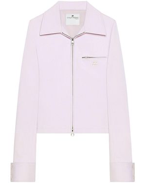 Courreges Cropped Jacket With Two-Way Zip - Pink