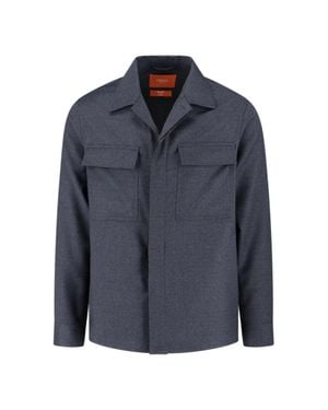 Cruna Structured Virgin Wool Shirt Jacket - Blue