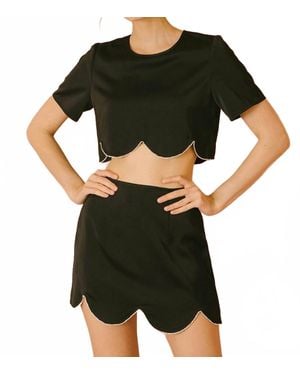 Storia Rhinestone Hem Mini Skirt - Black