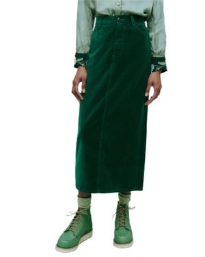 The Great Velvet Column Skirt - Green