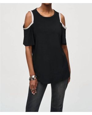 Joseph Ribkoff Rhinestone Embellished Cold-Shoulder Tunic - Black