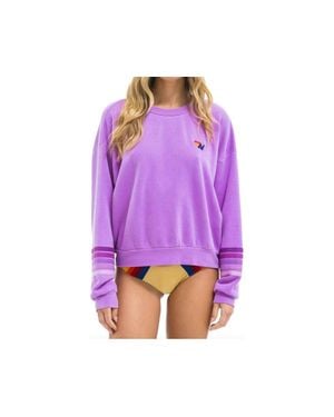 Aviator Nation Rugby Stitch Crewneck Sweatshirt - Purple
