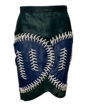 Peter Pilotto Color Block Fur Skirt With Lace Detail - Multicolor