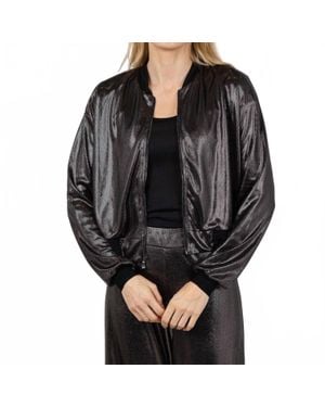 Lola & Sophie Metallic Dot Bomber Jacket - Black