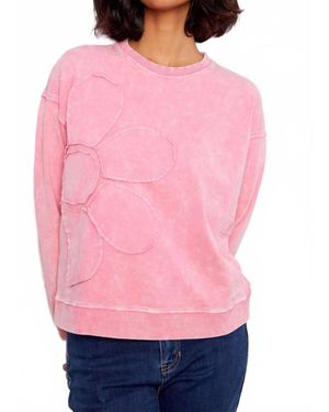 Charlie b Long Sleeve Top With Flower Appliqué - Pink