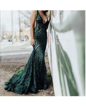 Jovani Sequin Mermaid Prom Dress - Green