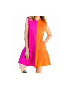 Thml Colorblocked Tiered Dress - Pink