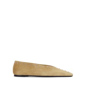 TOTEME Suede Lace Up Flat - Natural
