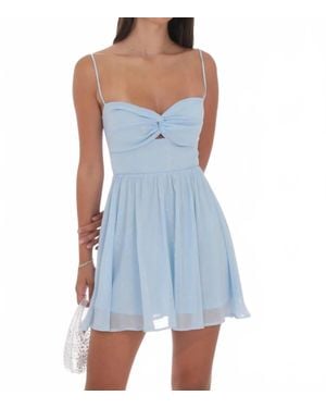 Loly In The Sky Twist Front Shimmer Mini Dress - Blue