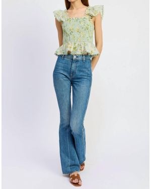En Saison Rylee Peplum Top - Blue