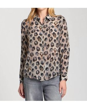 Apny Roll-Up Sleeves Button-Up Blouse - Brown