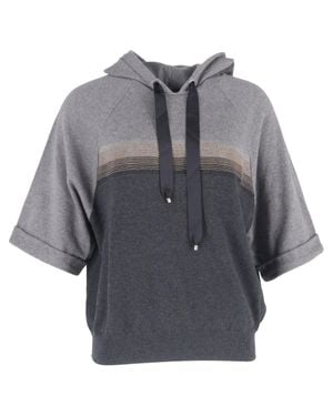 Brunello Cucinelli Short Sleeve Hoodie - Gray