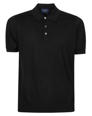 Drumohr Minimalist Cotton Logo Polo - Black