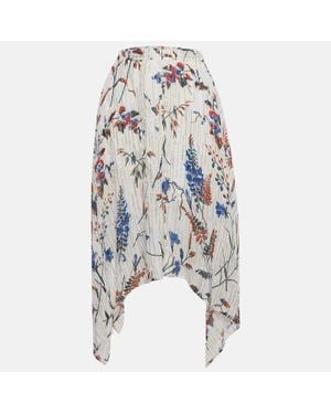 Maje Printed Lurex Asymmetric Midi Skirt - Blue