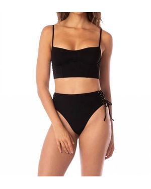 Maaji Oasis High Rise Lace Up Bikini Bottom - Black