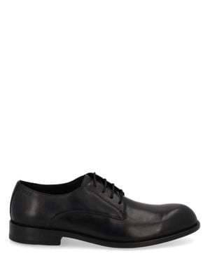 BOSS Polished Cowhide Leather Lace Shoes - Black